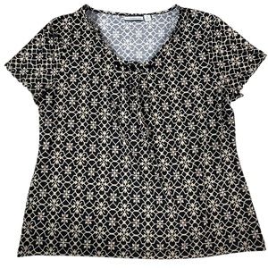 Croft & Barrow size Xl cream & black short sleeve tribal floral design shirt EUC
